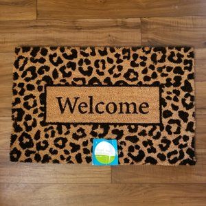 Welcome Leopard Print Coir Doormat